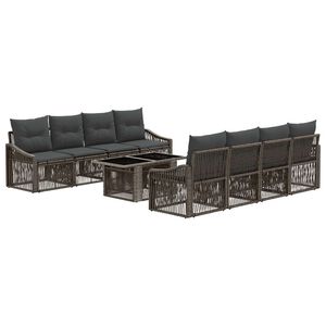 vidaXL Conjunto de sof&aacute;s de jard&iacute;n 9 uds. Gris y Gris Oscuro