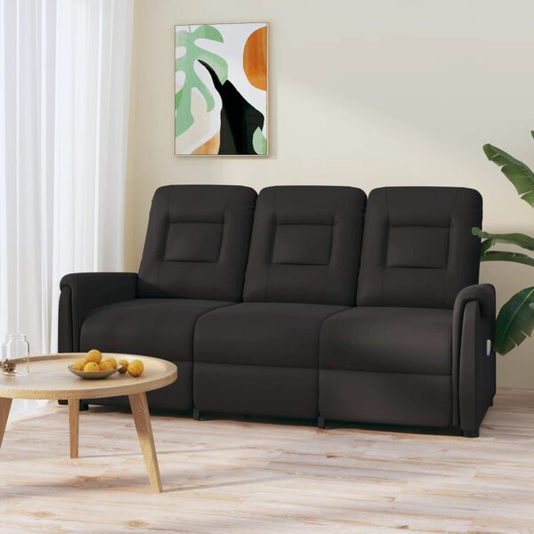 vidaXL Sill&oacute;n reclinable de masaje de 3 plazas cuero sint&eacute;tico negro