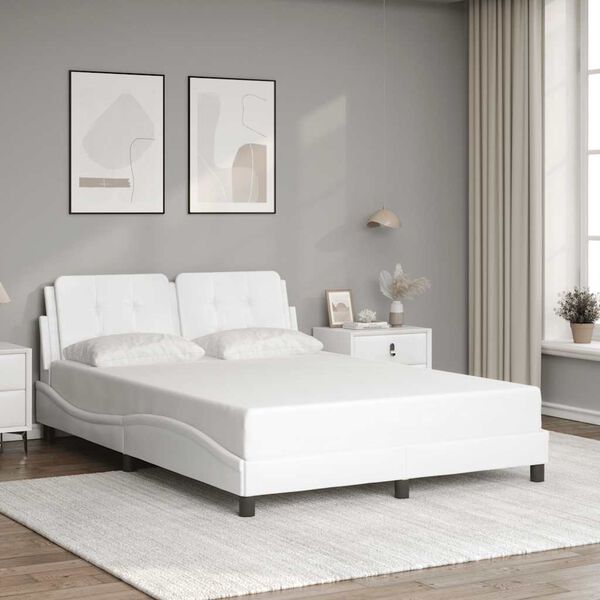 vidaXL Estructura de cama sin colch&oacute;n Zadar cuero sint&eacute;tico blanco 140x190cm