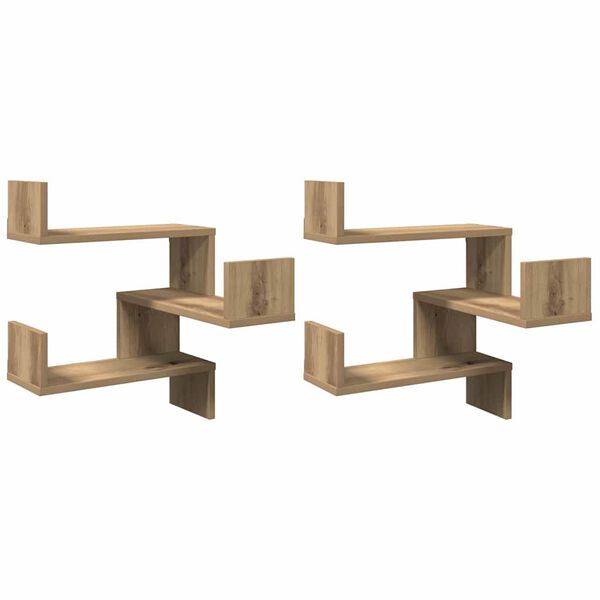 vidaXL Estanter&iacute;as pared de esquina 2 uds madera roble 40x40x49,5 cm