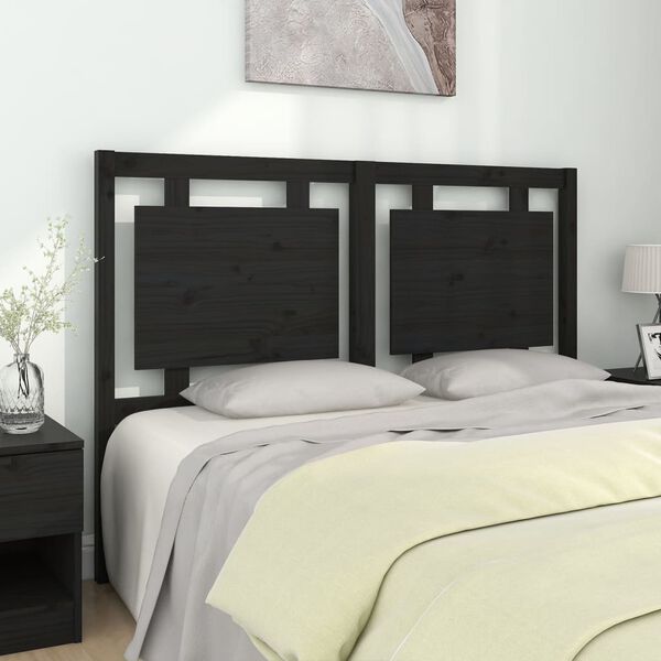 vidaXL Cabecero de cama madera maciza de pino negro 140,5x4x100 cm