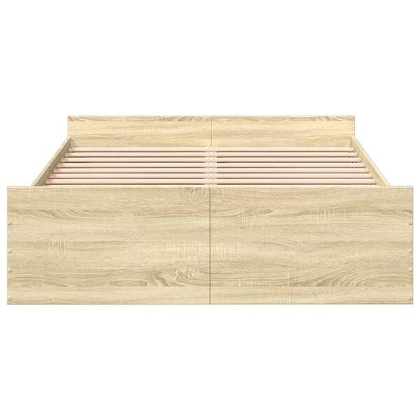 vidaXL Cama con cajones madera ingenier&iacute;a roble Sonoma 120x200 cm