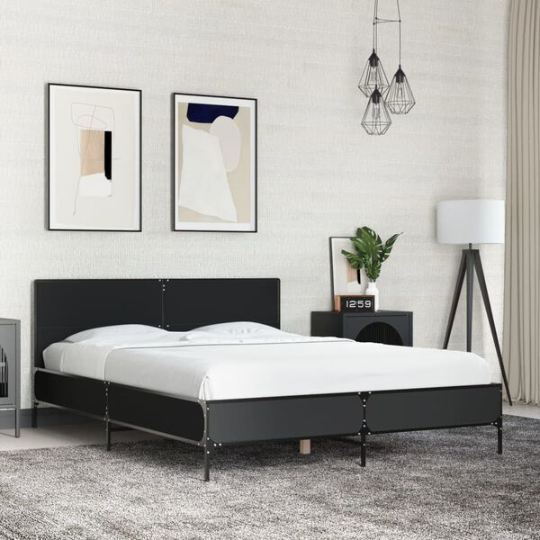 vidaXL Estructura de cama madera de ingenier&iacute;a y metal negro 120x190cm