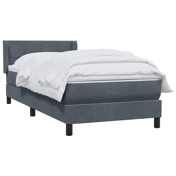 vidaXL Cama box spring con colch&oacute;n terciopelo gris oscuro 90x210 cm