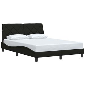 vidaXL Estructura de cama sin colch&oacute;n tela negro 140x200 cm