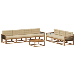 vidaXL Conjunto de sof&aacute;s de exterior con coj&iacute;n 8 pcs Natural y Beige