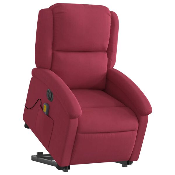 vidaXL Sillón de masaje reclinable elevable terciopelo rojo tinto