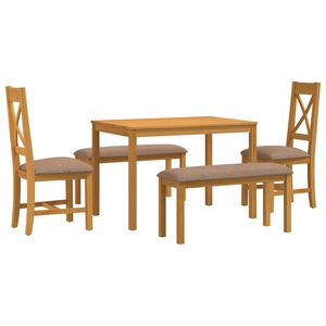vidaXL Conjunto de comedor 5 uds. Gris Madera de Roble S&oacute;lido