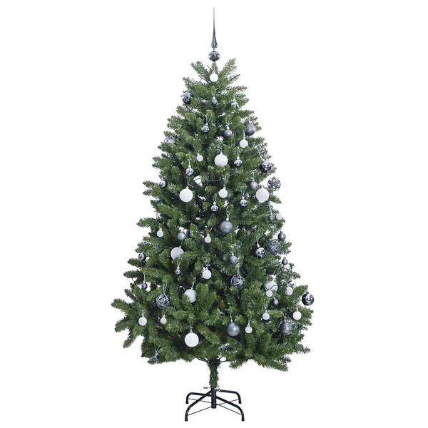 vidaXL &Aacute;rbol de Navidad artificial con bisagras 300 LED y bolas 300 cm