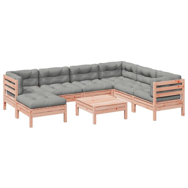 vidaXL Set de sof&aacute;s jard&iacute;n 8 pzas con cojines madera de abeto Douglas