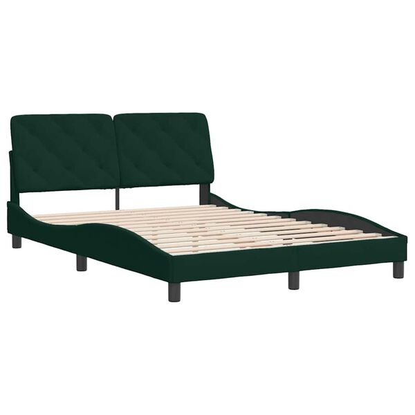 vidaXL Estructura cama sin colch&oacute;n terciopelo verde oscuro 120x200 cm