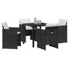 vidaXL Conjunto de Comedor de Jard&iacute;n 5 pcs Negro rat&aacute;n sint&eacute;tico