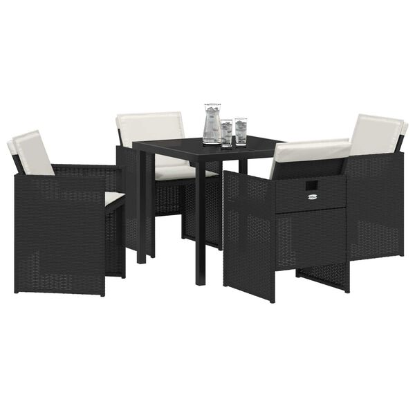 vidaXL Conjunto de Comedor de Jard&iacute;n 5 pcs Negro rat&aacute;n sint&eacute;tico