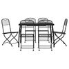 vidaXL Juego de comedor de jard&iacute;n 7 pzas malla met&aacute;lica gris antracita