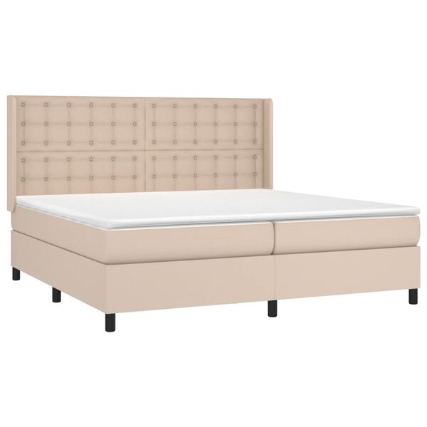vidaXL Cama box spring con colch&oacute;n cuero sint&eacute;tico capuchino 200x200cm