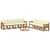 vidaXL Conjunto de sof&aacute;s de exterior 9 uds. Natural y Crema Poli&eacute;ster
