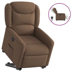 vidaXL Sill&oacute;n el&eacute;ctrico reclinable elevable de tela marr&oacute;n