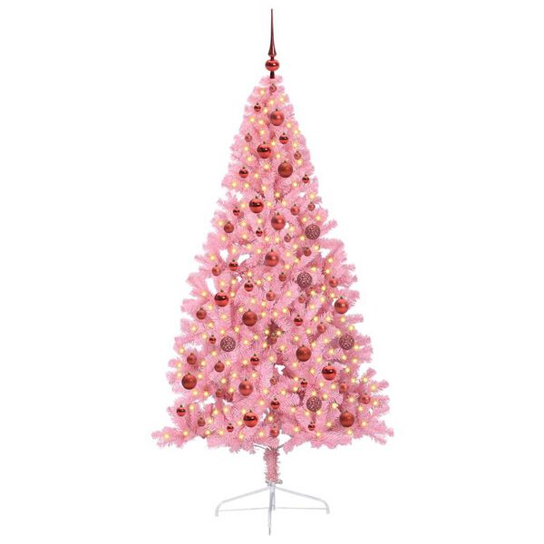 vidaXL &Aacute;rbol de Navidad Artificial Preiluminado Rosa 180 cm PVC