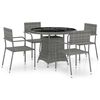 vidaXL Set comedor jard&iacute;n 5 pzas rat&aacute;n sint&eacute;tico gris antracita y gris