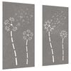vidaXL Adorno pared jard&iacute;n 2 uds acero corten dise&ntilde;o flores 105x55 cm