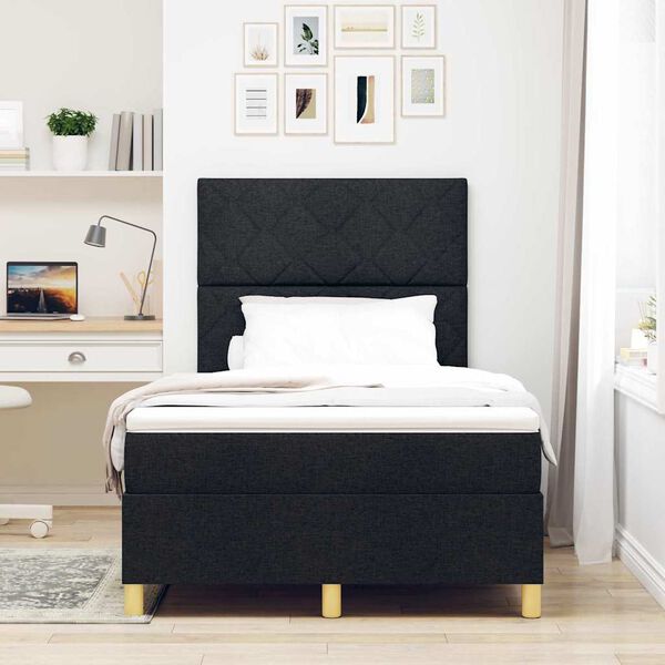 vidaXL Cama tipo Box Spring con colch&oacute;n Negro 120 x 200 cm tela
