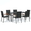 vidaXL Juego de comedor para jard&iacute;n 7 piezas acero y textilene negro
