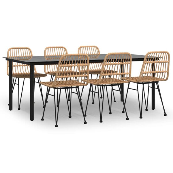 vidaXL Juego de comedor de jard&iacute;n 7 piezas rat&aacute;n sint&eacute;tico