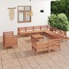 vidaXL Juego muebles de jard&iacute;n 12 pzas madera maciza pino marr&oacute;n miel