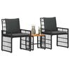 vidaXL Juego de muebles de exterior 3 pcs Negro y Gris oscuro
