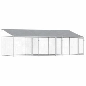 vidaXL Jaula de perros techo y puertas acero galvanizado gris 6x2x2 m