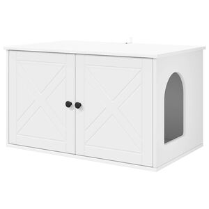 vidaXL Casa para Gatos Blanco 85 x 55 x 50,5 cm Madera de ingenier&iacute;a