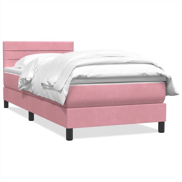 vidaXL Cama box spring con colch&oacute;n terciopelo rosa 90x210 cm