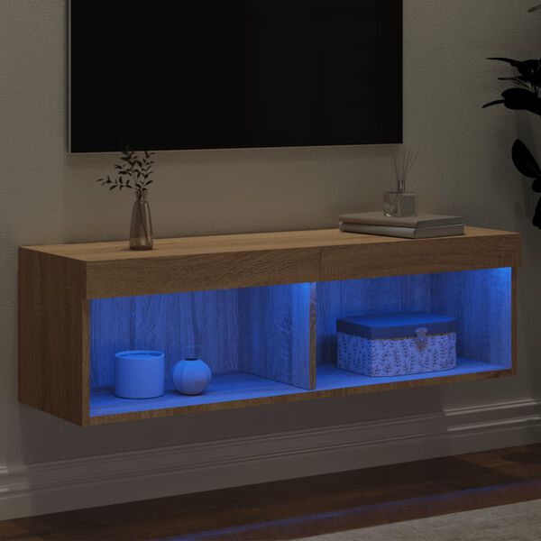vidaXL Mueble para TV con luces LED roble Sonoma 100x30x30 cm