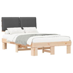 vidaXL Estructura de Cama con Cabecera Tapizada Gris oscuro