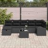 vidaXL Conjunto de sof&aacute; de jard&iacute;n con coj&iacute;n 8 pcs Negro Polirat&aacute;n