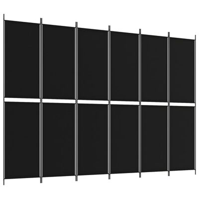 vidaXL Biombo divisor de 6 paneles de tela negro 300x220 cm