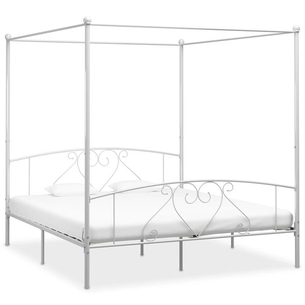 vidaXL Estructura cama con dosel sin colchón metal blanco 180x200 cm
