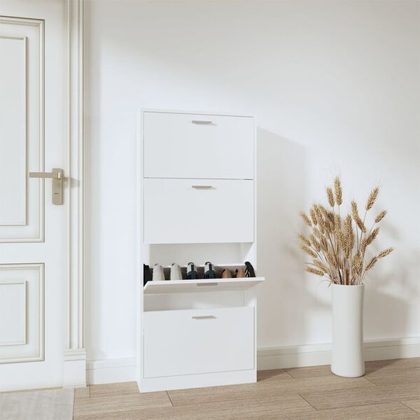 vidaXL Mueble zapatero madera contrachapada blanco 59x17x150 cm