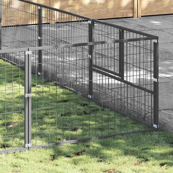 vidaXL Perrera plateada 60 m&sup2; acero