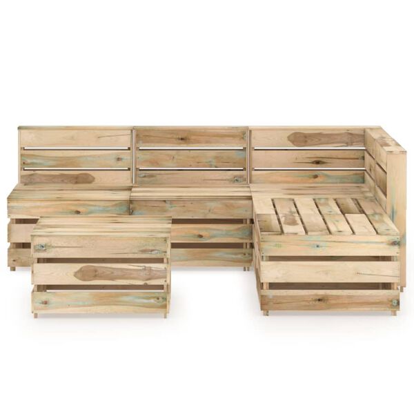 vidaXL Set de muebles de jardín 6 pzas madera de pino impregnada verde