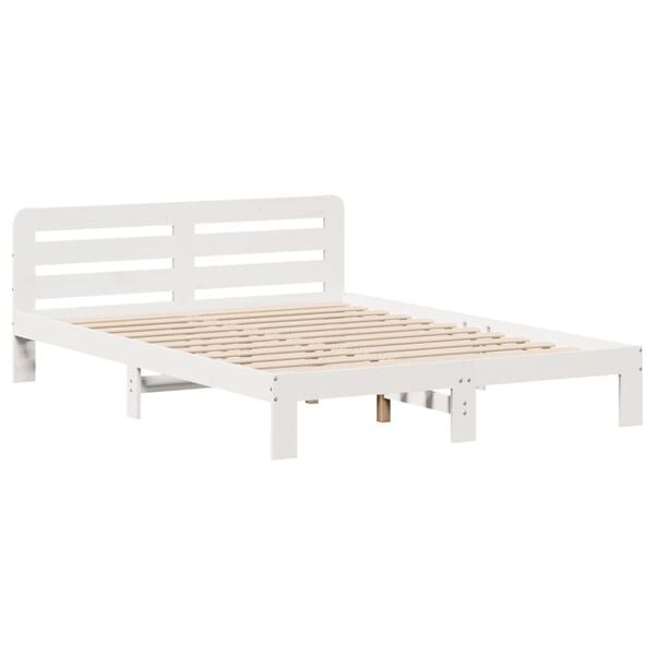 vidaXL Estructura de cama sin colch&oacute;n madera de pino blanco 135x190 cm