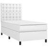 vidaXL Cama box spring colchón y LED cuero sintético blanco 100x200 cm