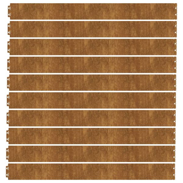 vidaXL Bordes de c&eacute;sped acero corten flexible 10 piezas 10x103 cm