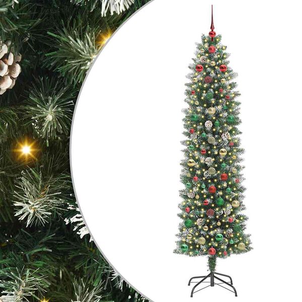 vidaXL &Aacute;rbol Navide&ntilde;o Artificial Delgado con 300 LED Verde y 240 cm