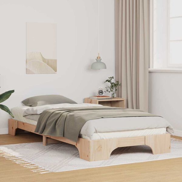 vidaXL Estructura de cama Marrón 100 x 210 cm Madera de pino macizo