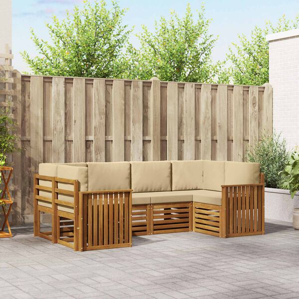 vidaXL Conjunto de Sof&aacute; Seccional con coj&iacute;n 6 pcs Natural