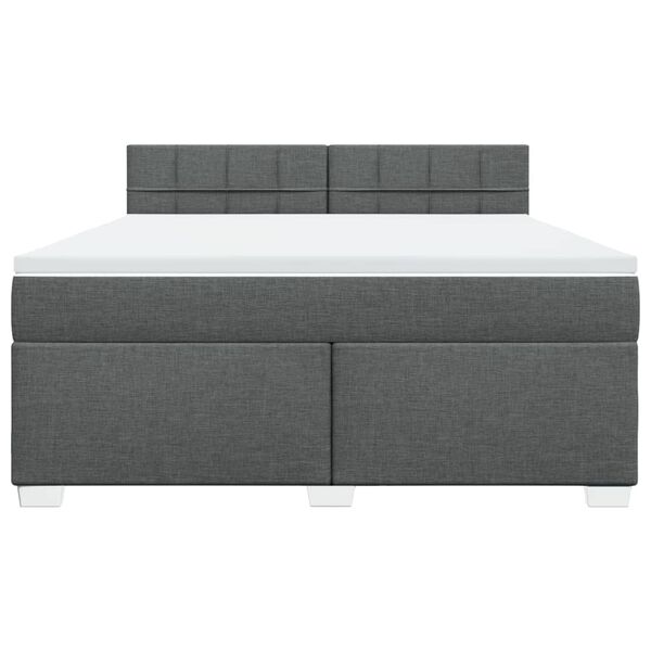 vidaXL Cama box spring con colchón tela gris oscuro 180x200 cm