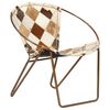 vidaXL Silla con estampado de rombos de cuero aut&eacute;ntico marr&oacute;n