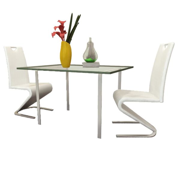 vidaXL Sillas de comedor 2 unidades cuero sint&eacute;tico blanco