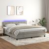 vidaXL Cama box spring colch&oacute;n y LED terciopelo gris claro 160x200 cm